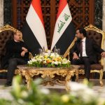 رئيس اتحاد البرلمان العربي رئيس البرلمان العراقي محمد الحلبوسي يستقبل السيد سلطان سعيد عبد الله البركاني رئيس مجلس النواب اليمنى
